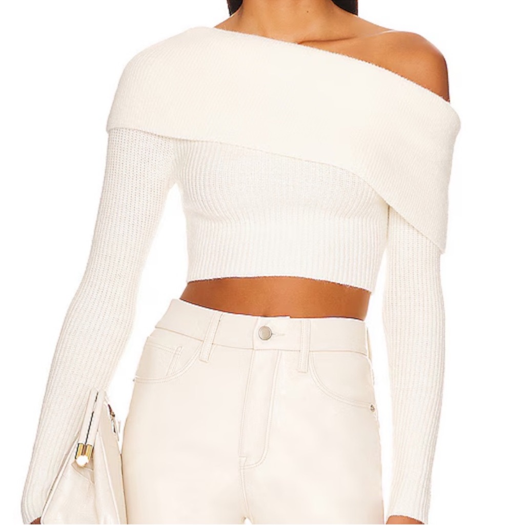 Remi X Revolve Lindsey Off-Shoulder Crop Sweater Size Large